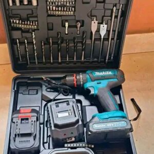 Makita 48V Cordless Impact Drill Driver Set with Dual Lithium-Ion Batteries & Multi-Piece Accessory Kit